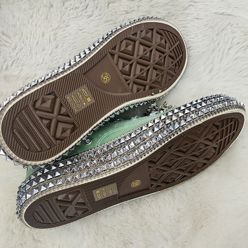 Nan-Ku Couture x Free People Cruise Studded Aloe Green High-Top Sneakers Size 38 - Picture 7 of 11